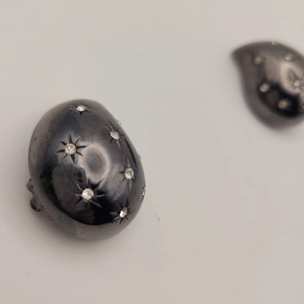Givenchy Black And Crystal Rare Clip On Earrings